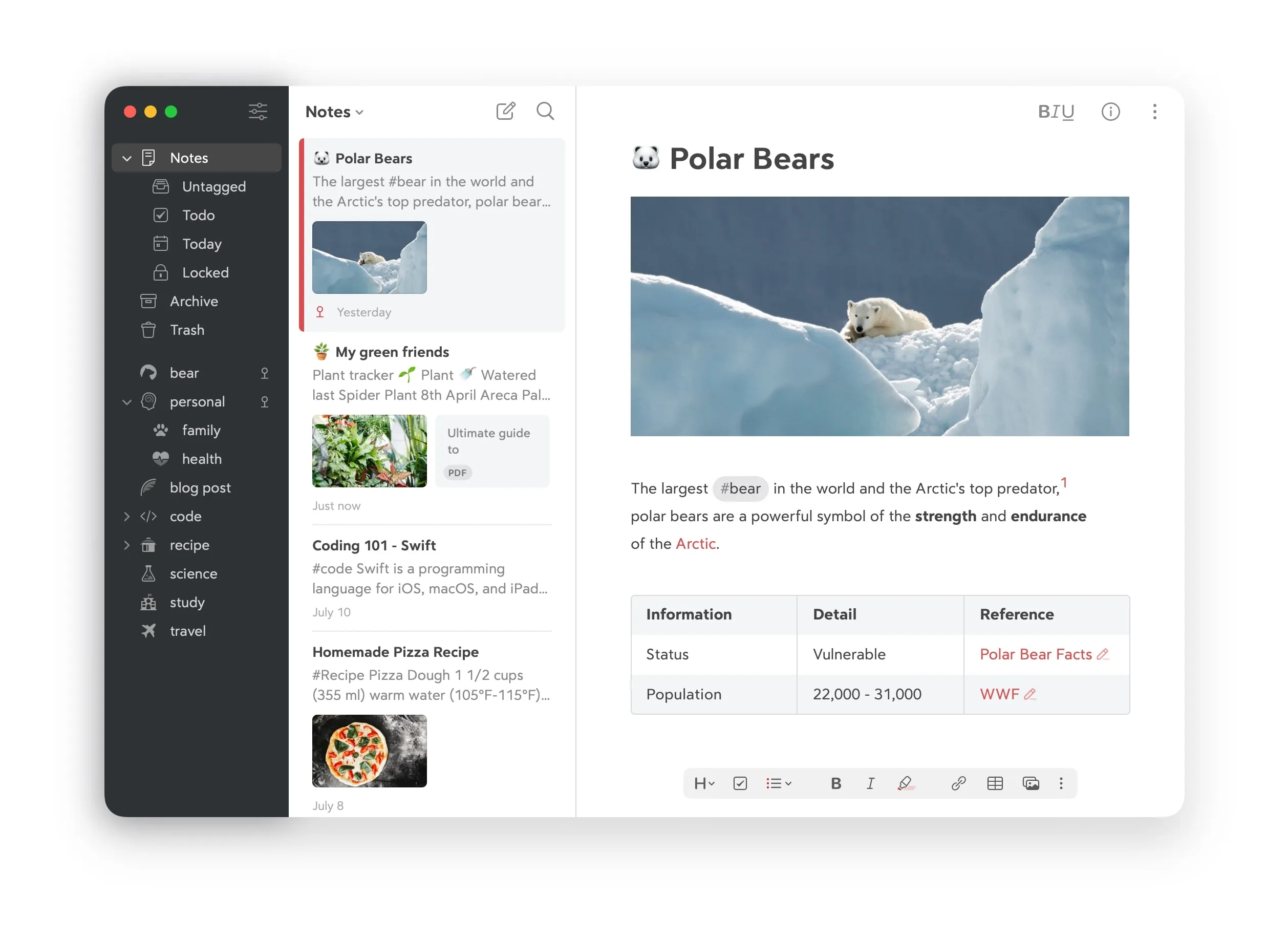 メモアプリ "Bear.app" のテーマカラーって？